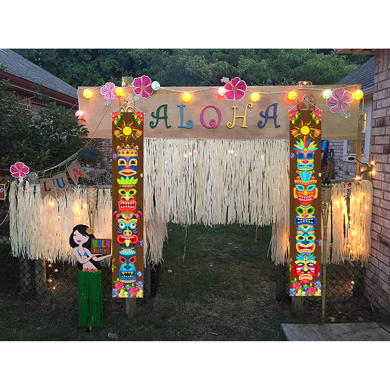 Jungle Caveman Face Fabric Door Curtains for Parties