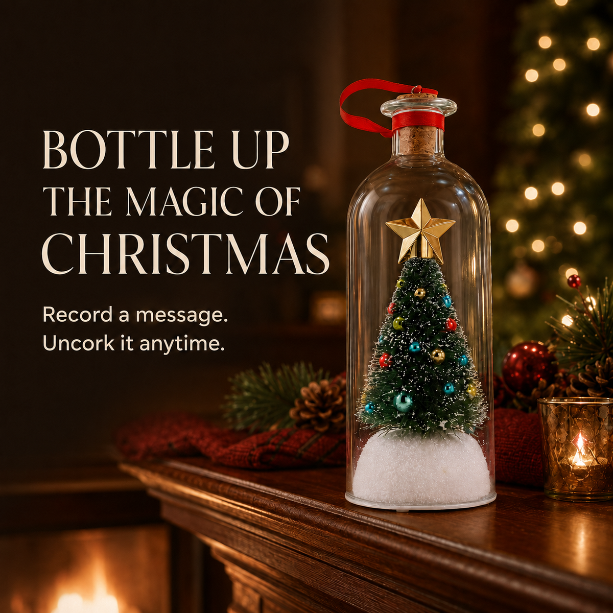 Record-a-Message Christmas Tree Bottle Ornament