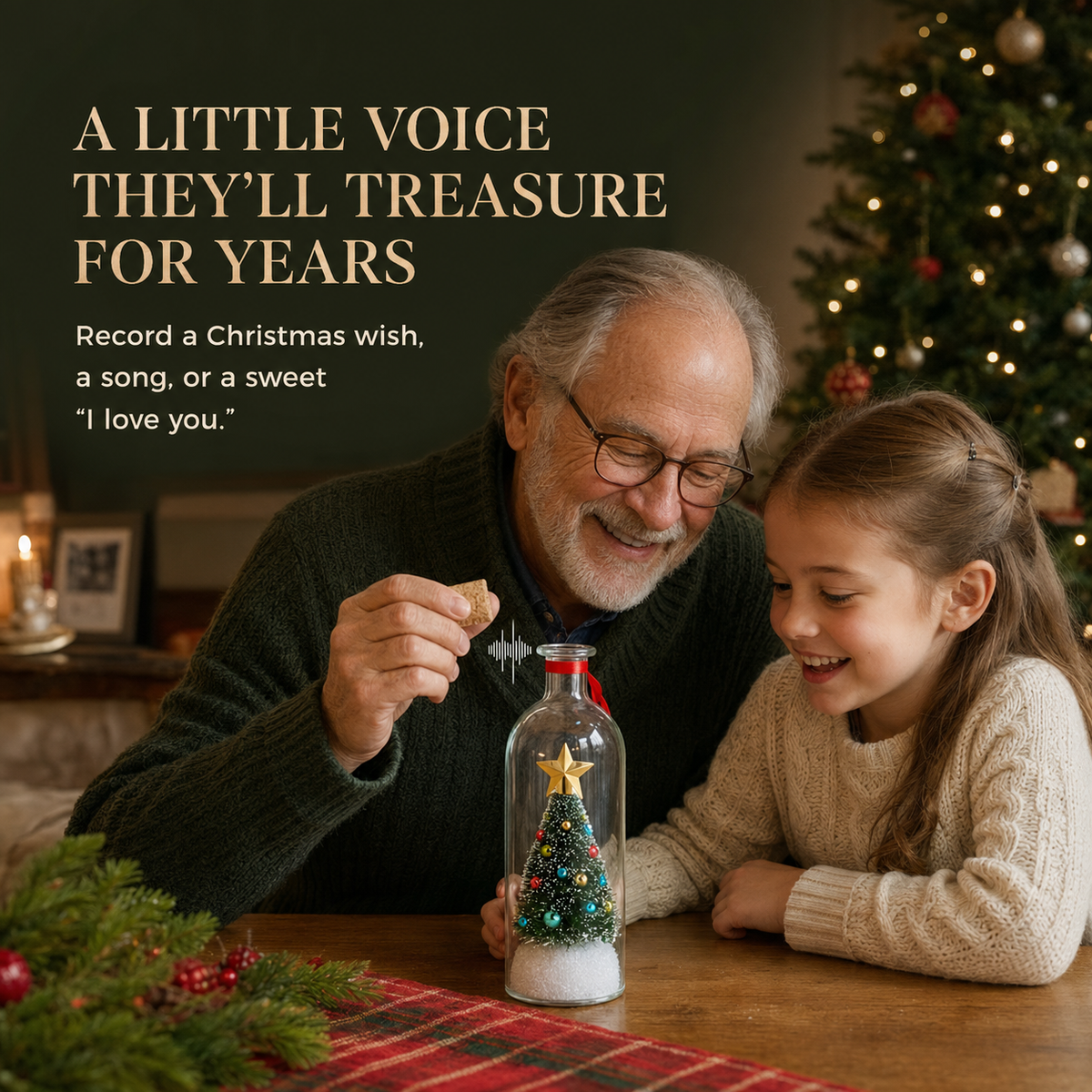 Record-a-Message Christmas Tree Bottle Ornament