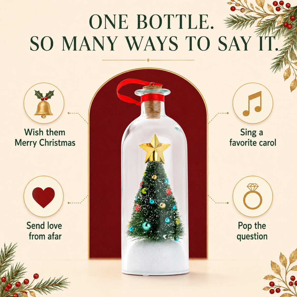 Record-a-Message Christmas Tree Bottle Ornament