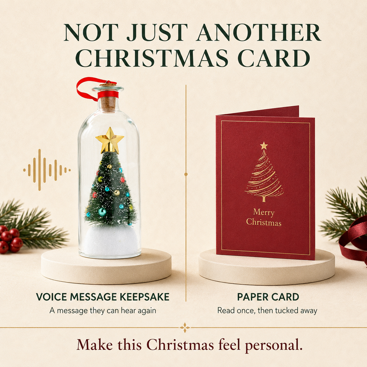 Record-a-Message Christmas Tree Bottle Ornament