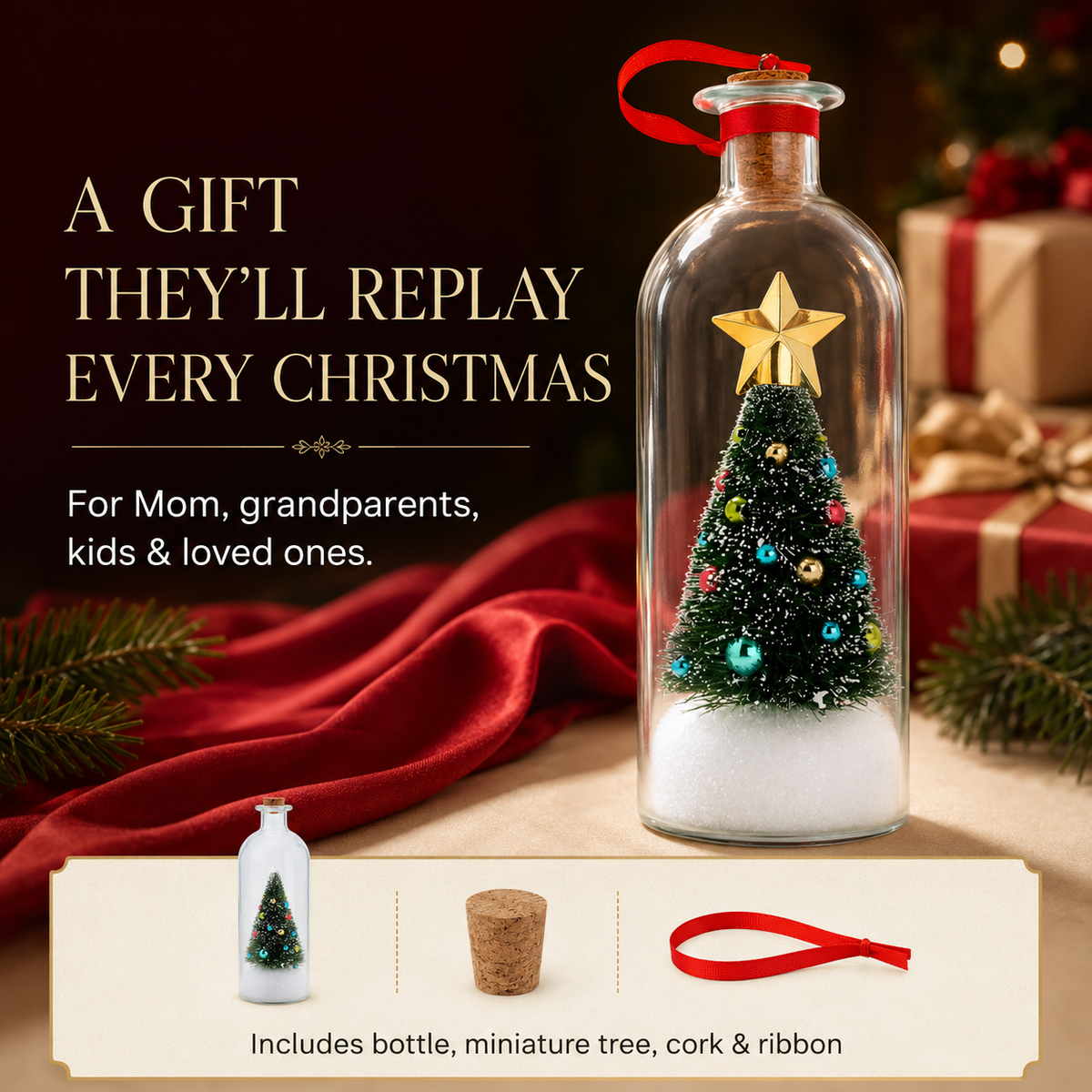 Record-a-Message Christmas Tree Bottle Ornament