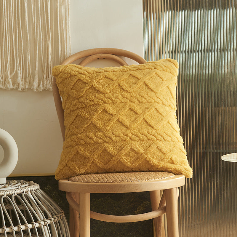 Plush Geometric Throw Pillow Cover - Multiple Sizes Available