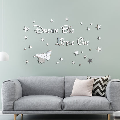 3D Acrylic Dumbo Mirror Wall Stickers for Kids' Rooms