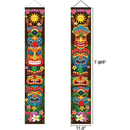Jungle Caveman Face Fabric Door Curtains for Parties
