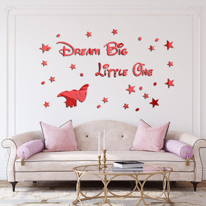 3D Acrylic Dumbo Mirror Wall Stickers for Kids' Rooms