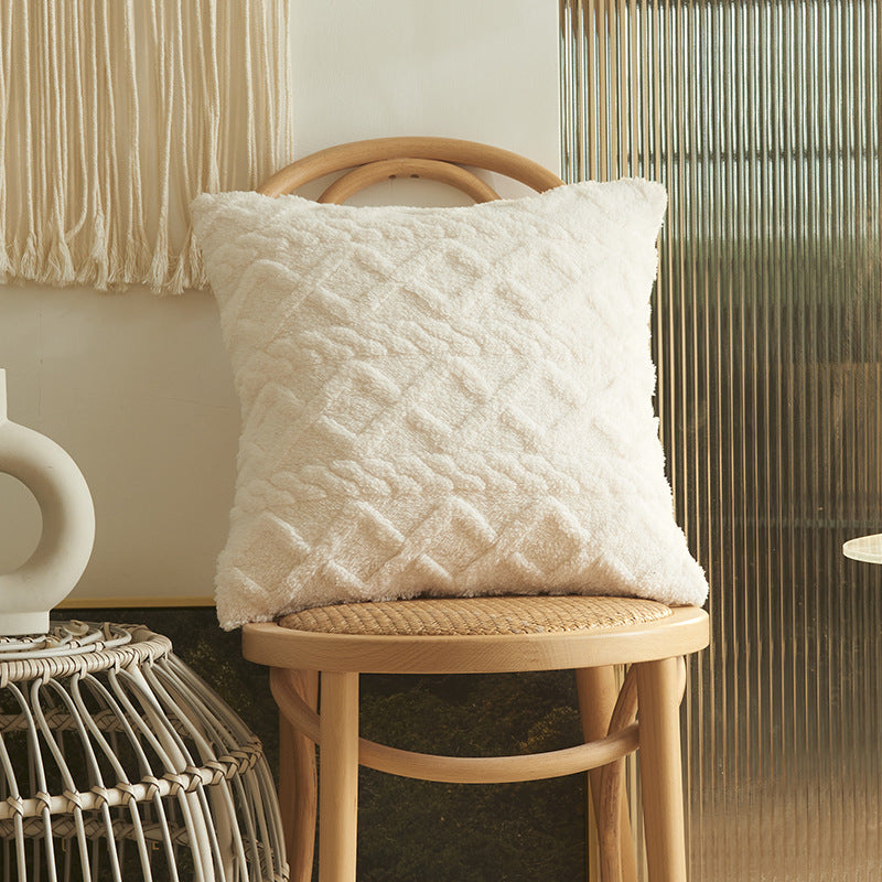 Plush Geometric Throw Pillow Cover - Multiple Sizes Available