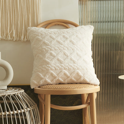 Plush Geometric Throw Pillow Cover - Multiple Sizes Available