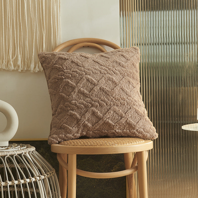 Plush Geometric Throw Pillow Cover - Multiple Sizes Available