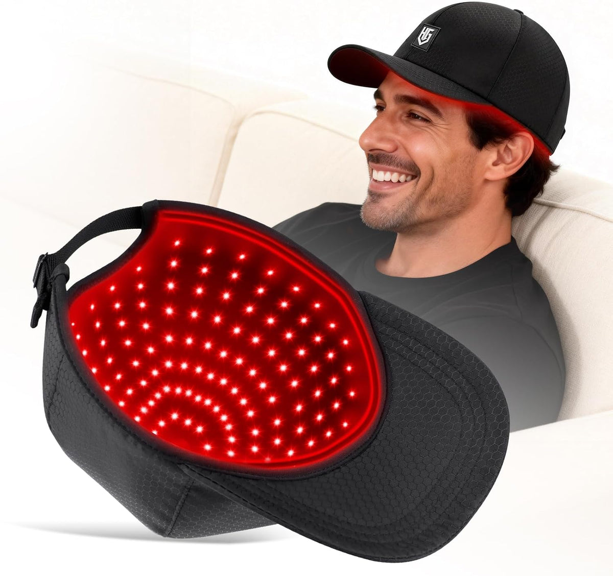 Cordless Red Light Therapy Cap – 660 nm Red & 850 nm Near-Infrared, Rechargeable 2000mAh