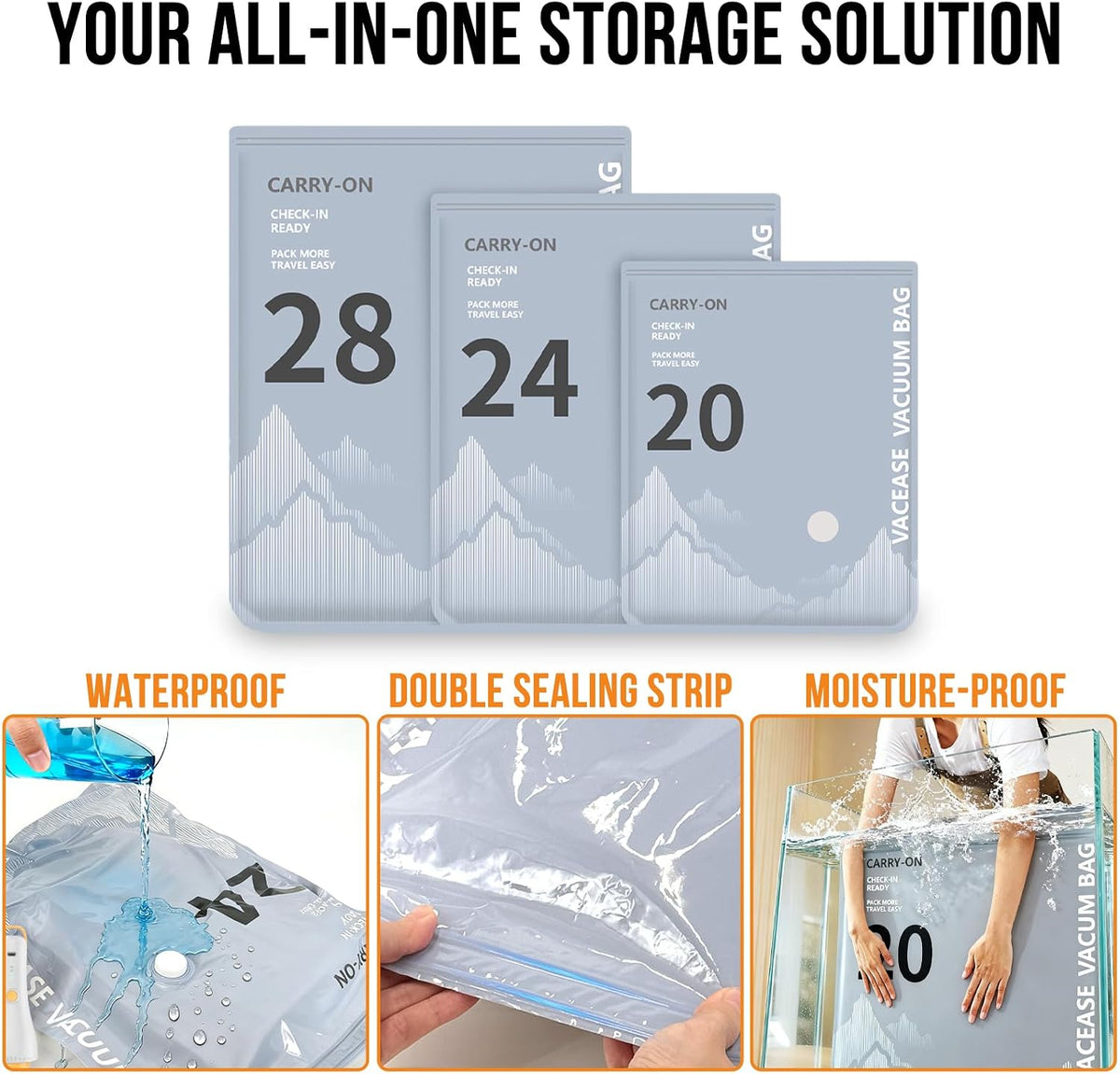Waterproof, double-seal, moisture-proof compression bags