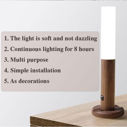 Wood-Finish Motion Sensor Night Light with Magnetic Base