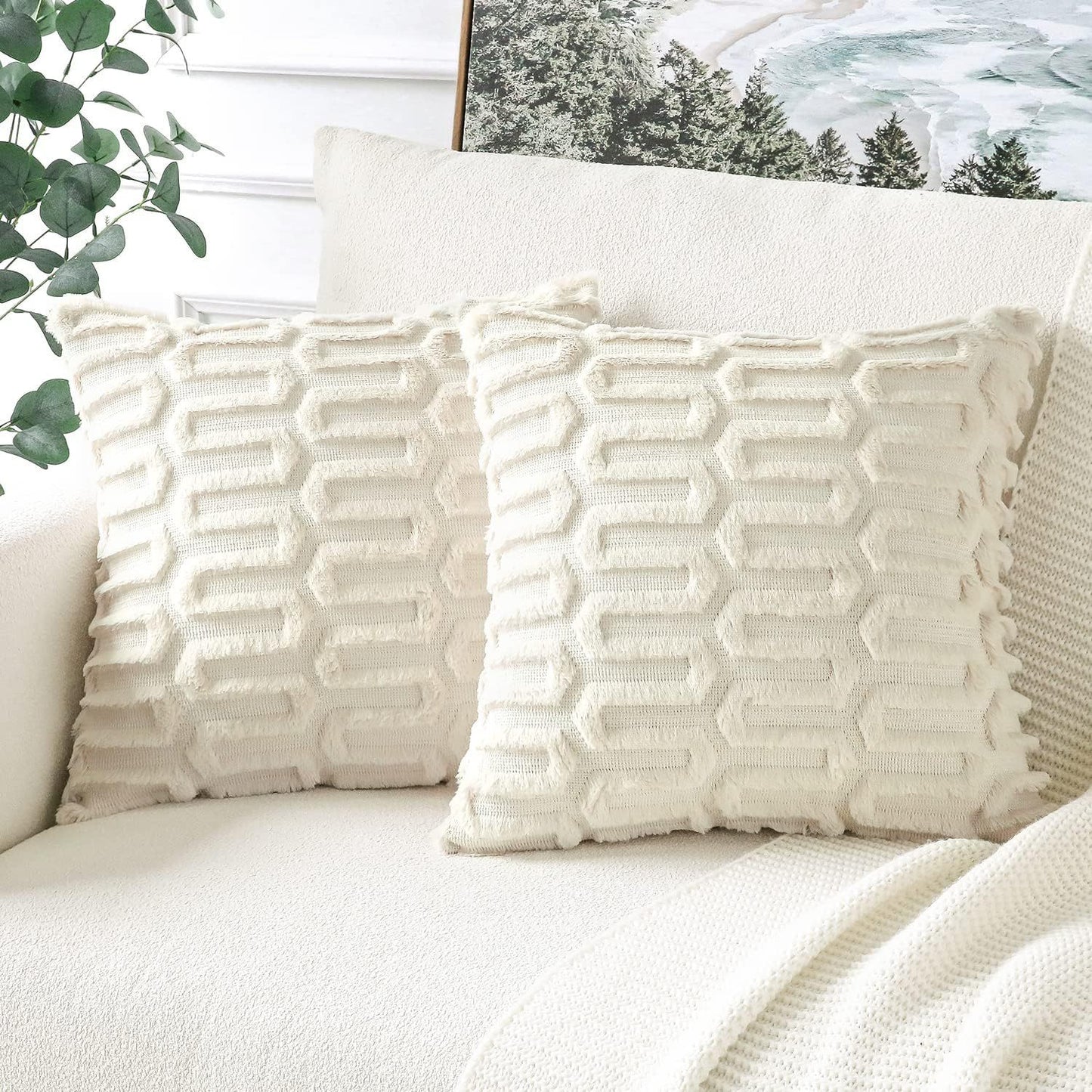 Creative Geometric Plush Pillow Cover for Living Room