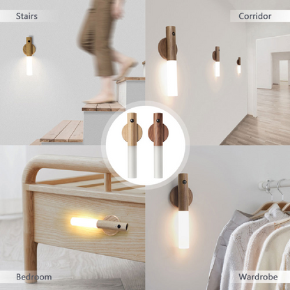 Wood-Finish Motion Sensor Night Light with Magnetic Base