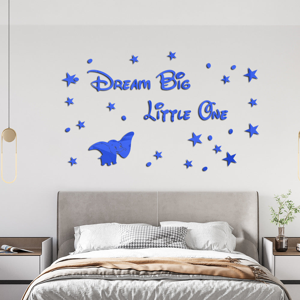 3D Acrylic Dumbo Mirror Wall Stickers for Kids' Rooms