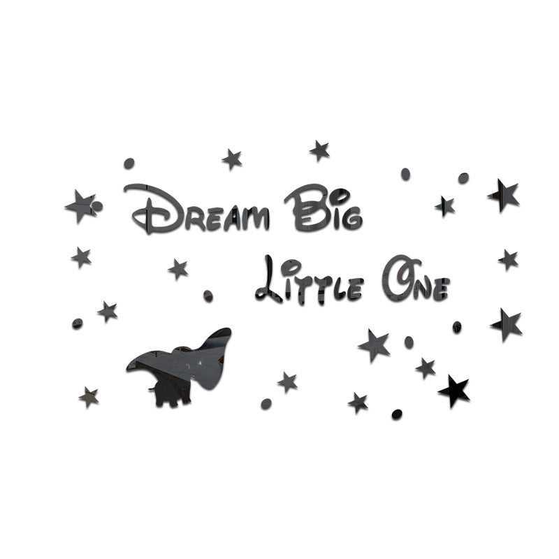3D Acrylic Dumbo Mirror Wall Stickers for Kids' Rooms