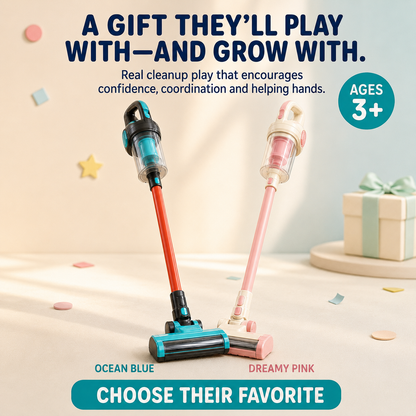 3-in-1 Kids’ Real-Pickup Vacuum – Rechargeable Pretend Cleaning Toy