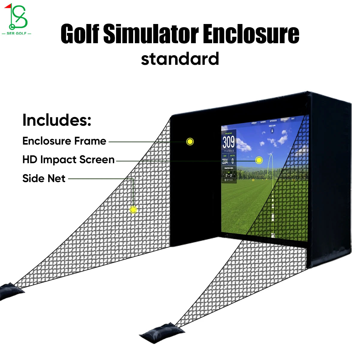 Golf Simulator Enclosure with HD Impact Screen – 10 x 9 x 5 ft Indoor Golf Hitting Bay - image 3