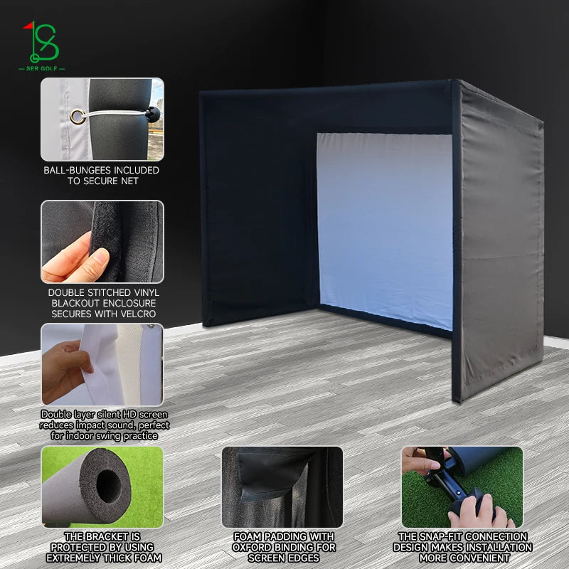 Golf Simulator Enclosure with HD Impact Screen – 10 x 9 x 5 ft Indoor Golf Hitting Bay - image 2