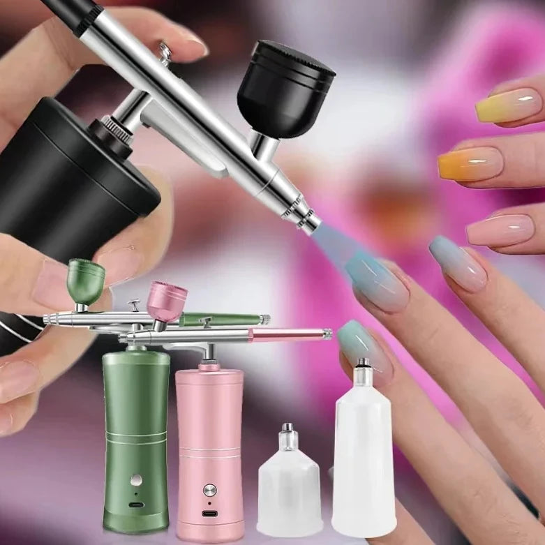 Cordless Mini Airbrush Kit with Compressor – Rechargeable Nail Art, Makeup & Cake Decorating Sprayer