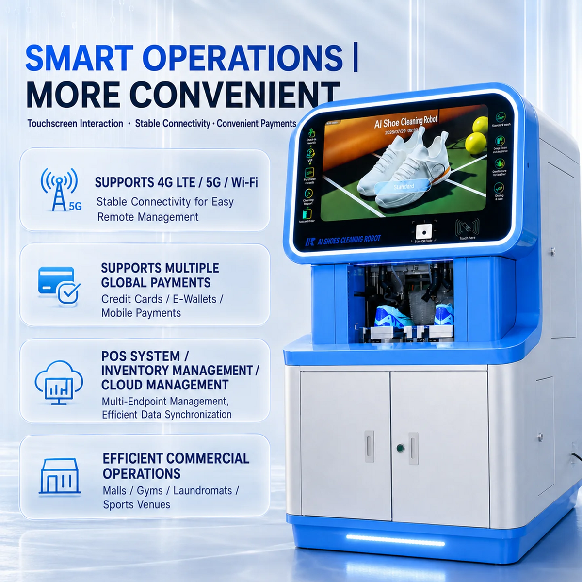 UPUS AI Shoe Washing Vending Machine – Steam Wash, Dry Clean & UV Sanitization, Touchscreen Self-Ser - image 2