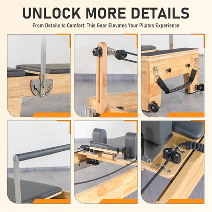 Foldable Oak Wood Pilates Reformer for Home – Studio-Grade with Imported Springs - image 2
