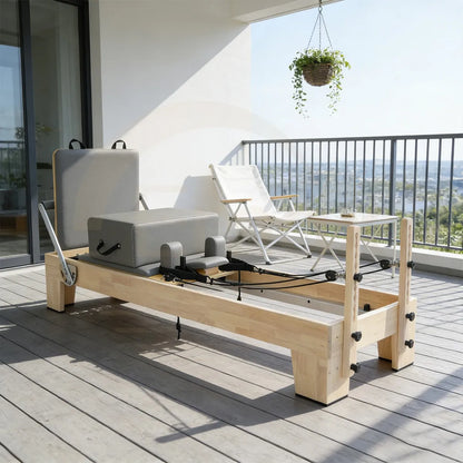 Foldable Oak Wood Pilates Reformer for Home – Studio-Grade with Imported Springs