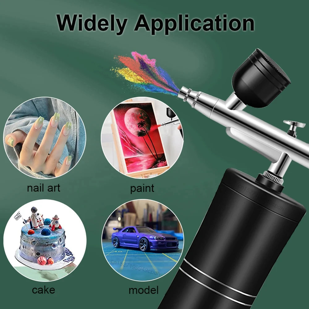 Cordless Mini Airbrush Kit with Compressor – Rechargeable Nail Art, Makeup & Cake Decorating Sprayer - image 2