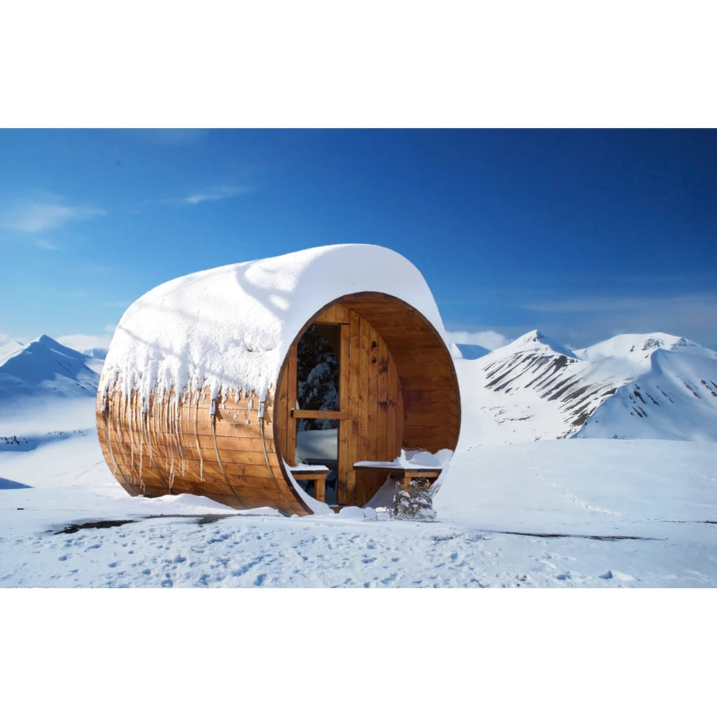 Outdoor Barrel Sauna – Canadian Red Cedar or White Pine, Wood-Burning or Electric Heater Options - image 2