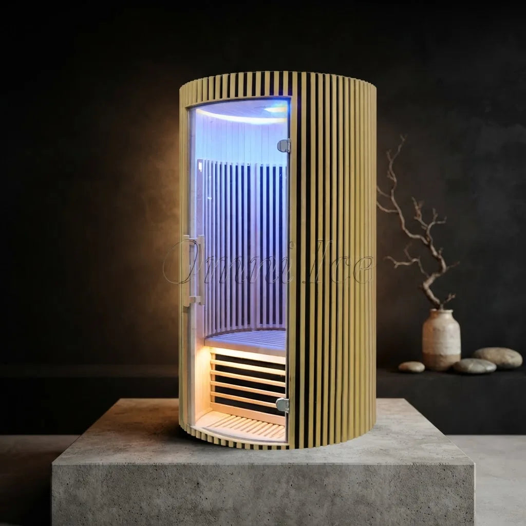 Solid Hemlock Indoor Far-Infrared Sauna Room with Soft-Touch Control Panel