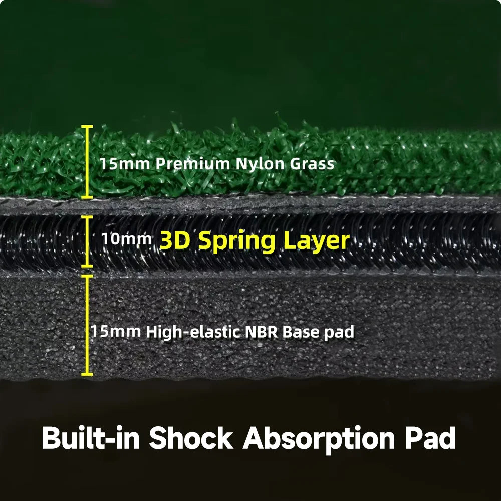 5 x 5 ft Golf Hitting Mat – 3D Spring Turf with 15 mm Shock-Absorbing Base, Left & Right Handed - image 5