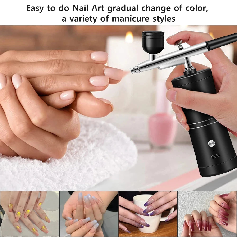 Cordless Mini Airbrush Kit with Compressor – Rechargeable Nail Art, Makeup & Cake Decorating Sprayer - image 3