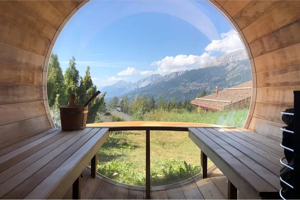 Outdoor Barrel Sauna – Canadian Red Cedar or White Pine, Wood-Burning or Electric Heater Options - image 3