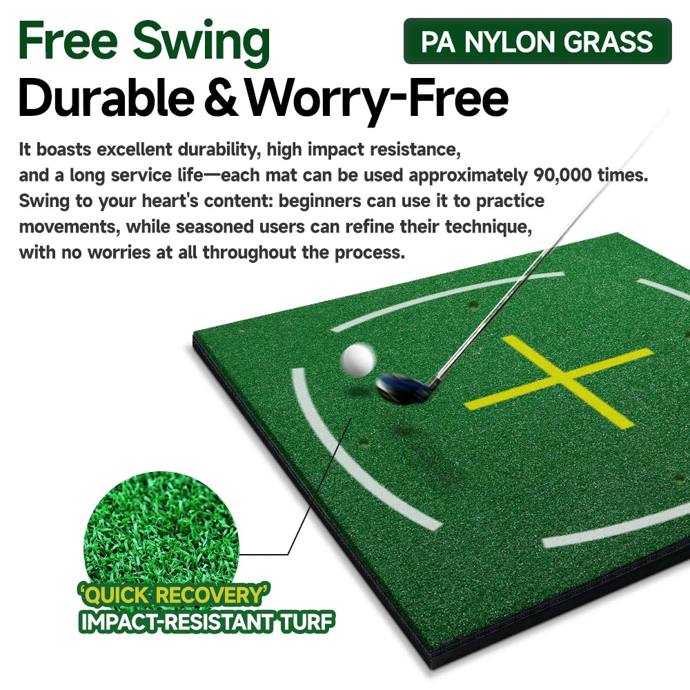 5 x 5 ft Golf Hitting Mat – 3D Spring Turf with 15 mm Shock-Absorbing Base, Left & Right Handed - image 3