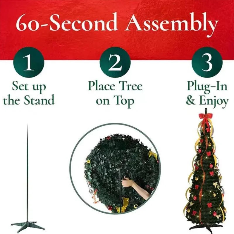Pop-Up Pre-Decorated Pre-Lit Christmas Tree – Foldable, Sets Up in Seconds (4 to 7 ft) - image 5