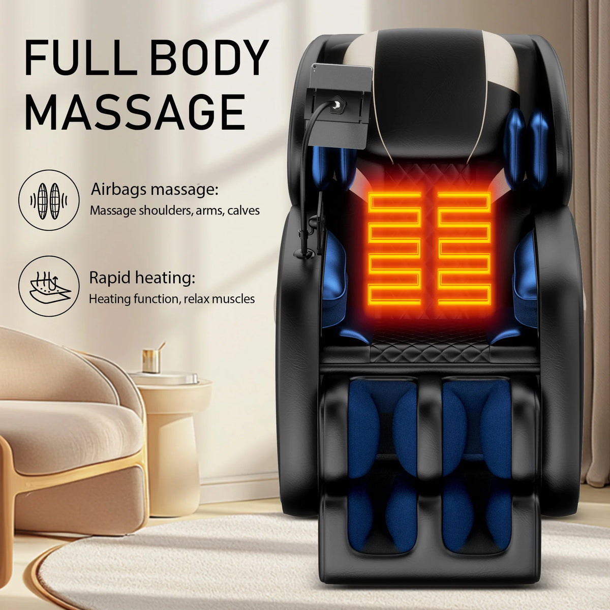 Zero Gravity Full-Body Massage Chair with Heat, Airbags, Foot Rollers, Bluetooth & Touch Screen - image 2