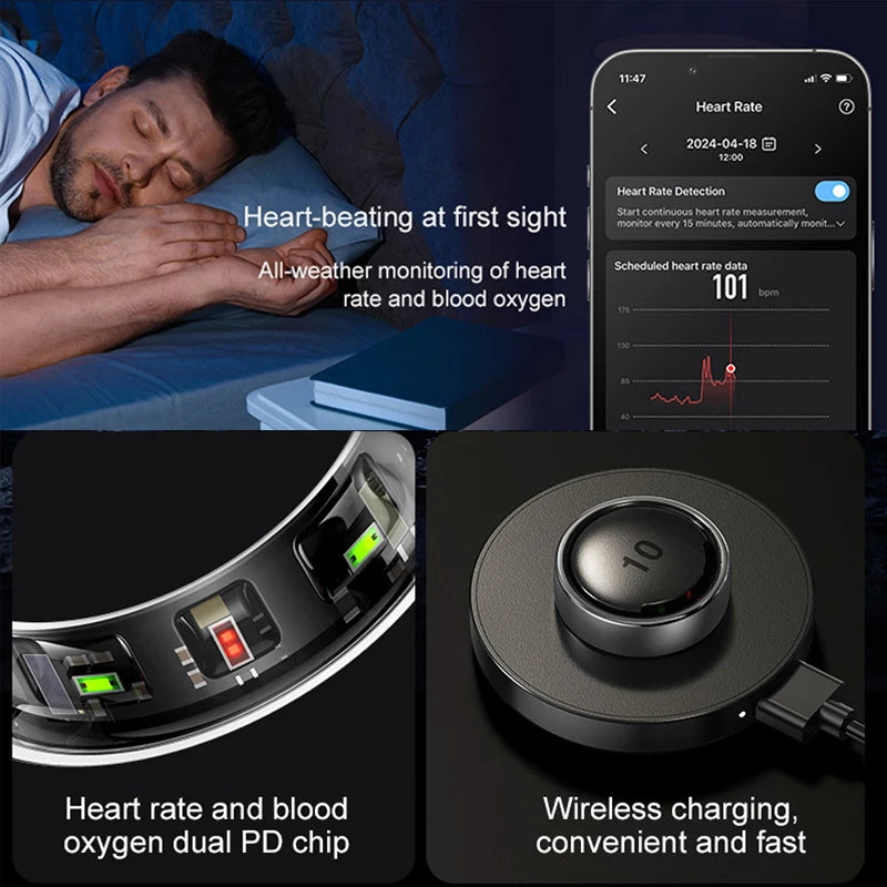 Smart Ring with Charging Case – Sleep, Heart Rate & SpO2 Tracking, 5ATM Waterproof, No Subscription - image 3
