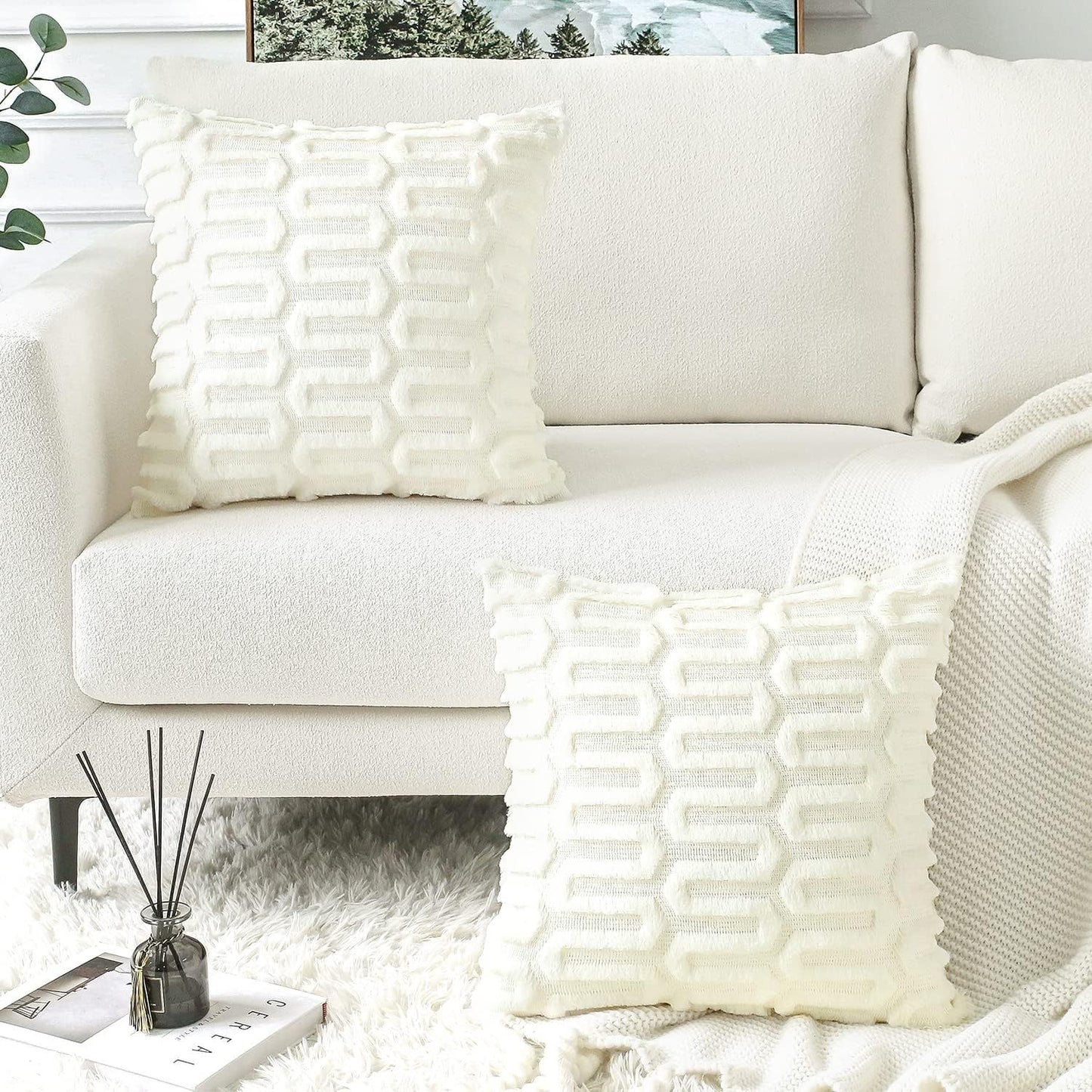 Creative Geometric Plush Pillow Cover for Living Room
