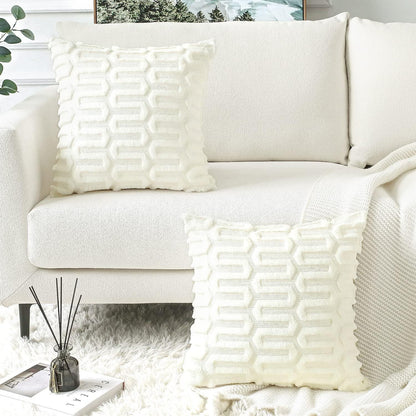 Creative Geometric Plush Pillow Cover for Living Room