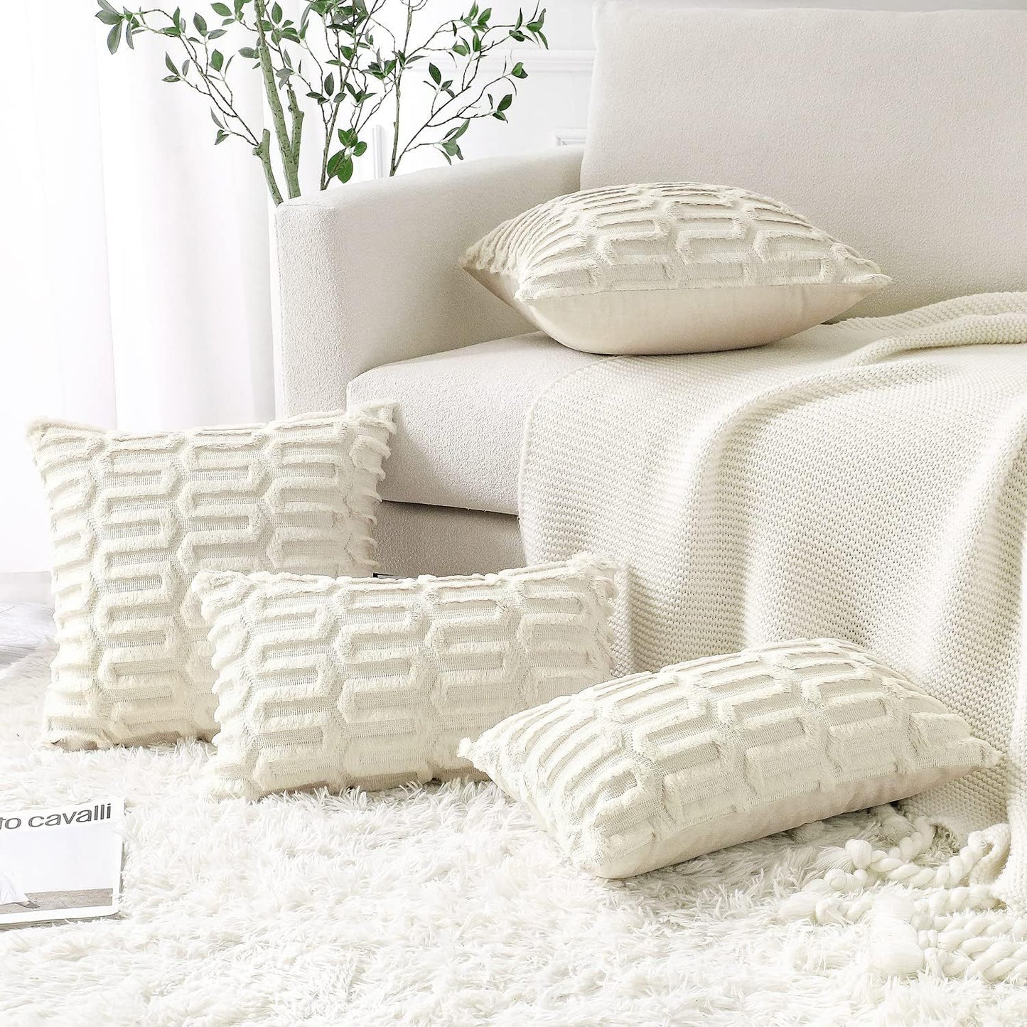 Creative Geometric Plush Pillow Cover for Living Room