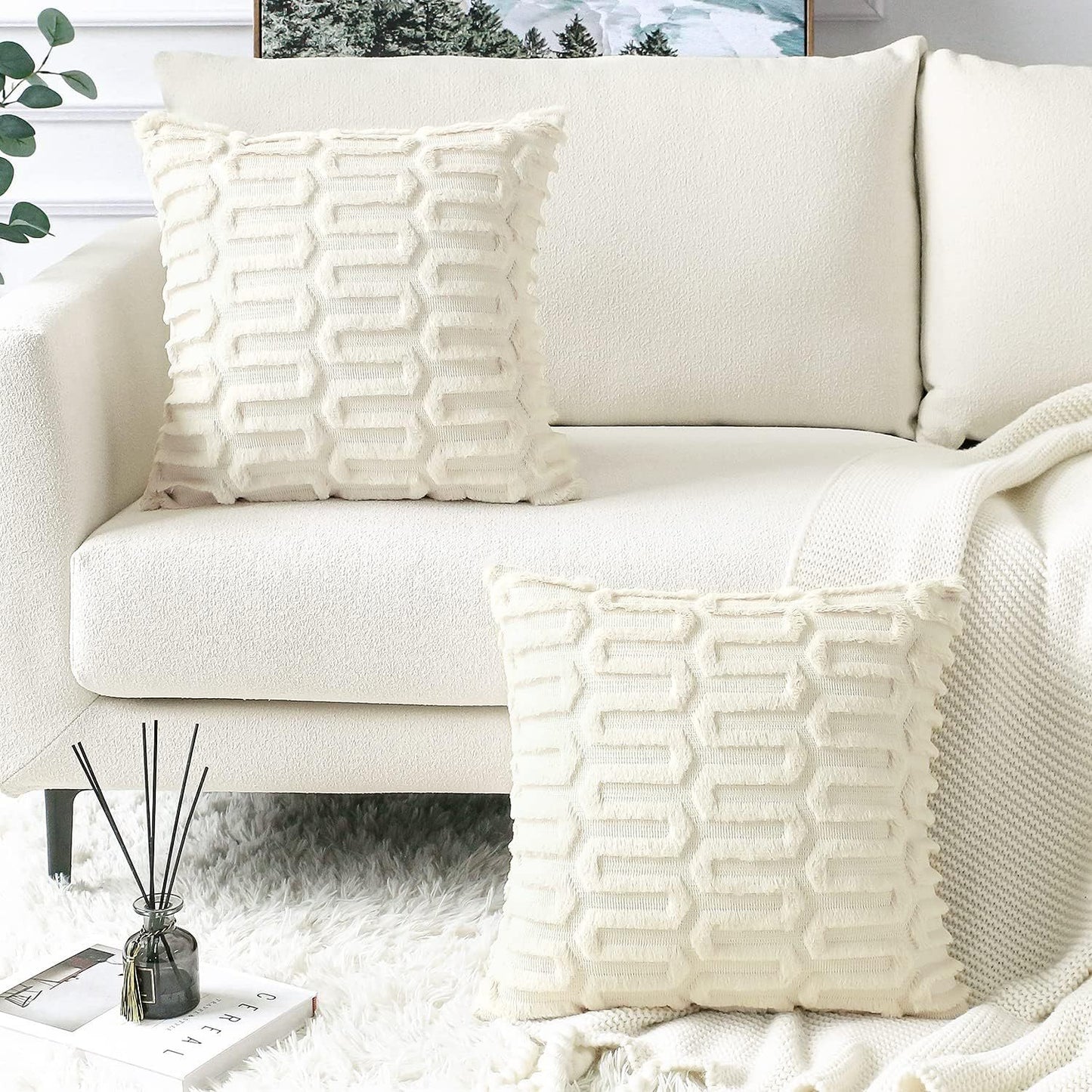 Creative Geometric Plush Pillow Cover for Living Room