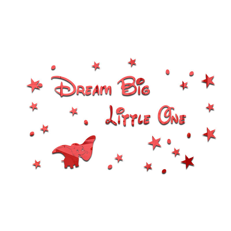 3D Acrylic Dumbo Mirror Wall Stickers for Kids' Rooms