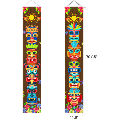 Jungle Caveman Face Fabric Door Curtains for Parties