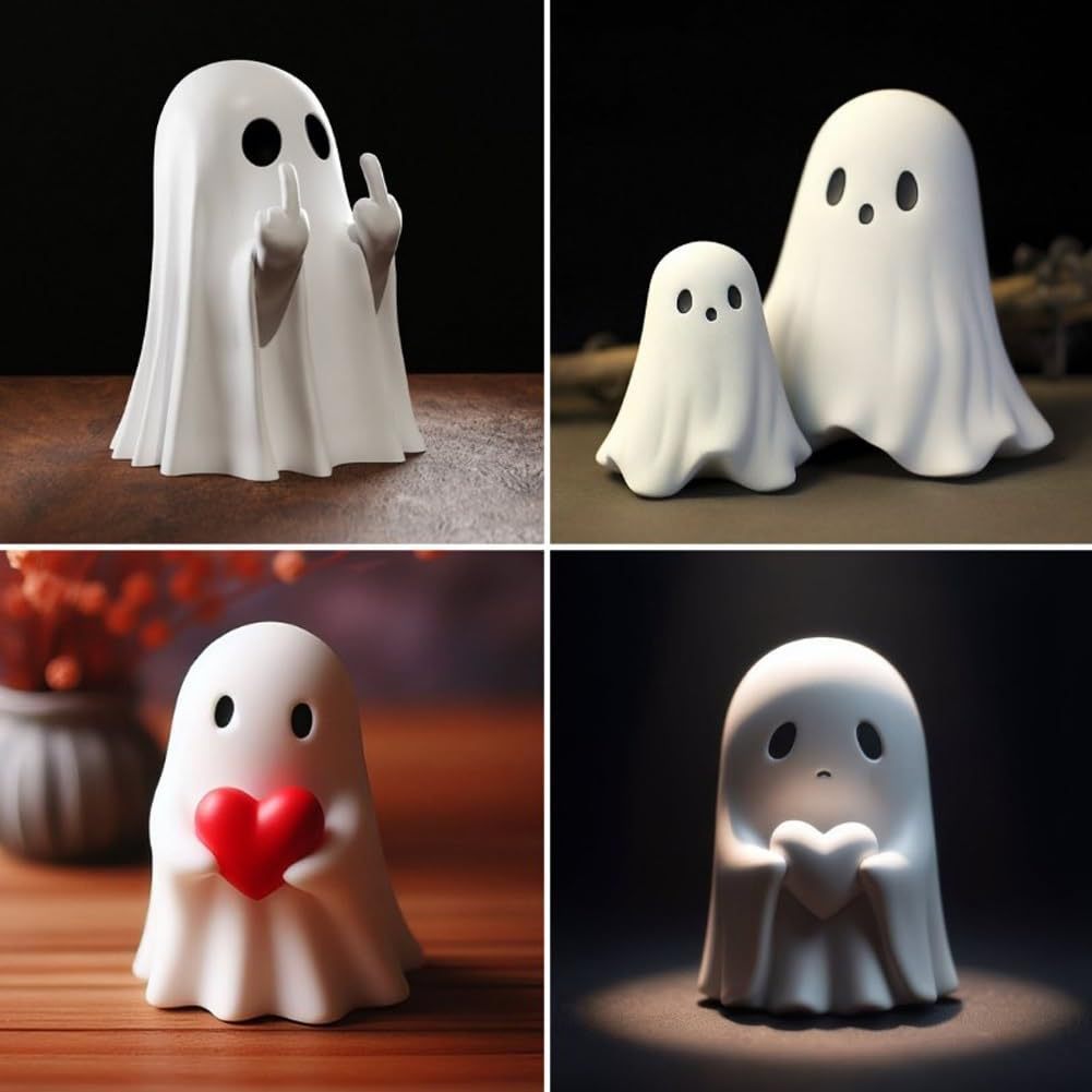 Cute & Cheeky Ghost Figurines – Halloween Resin Decorations