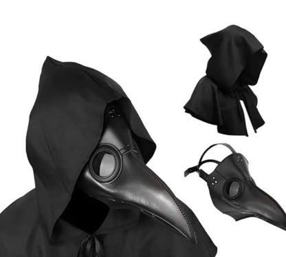 Plague Doctor Mask & Hood Set – Halloween Costume Accessory