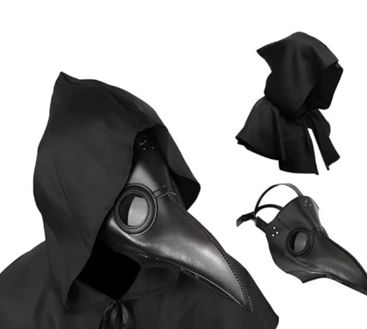 Plague Doctor Mask & Hood Set – Halloween Costume Accessory