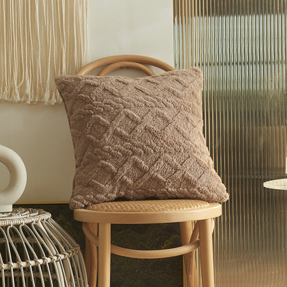 Plush Geometric Throw Pillow Cover - Multiple Sizes Available