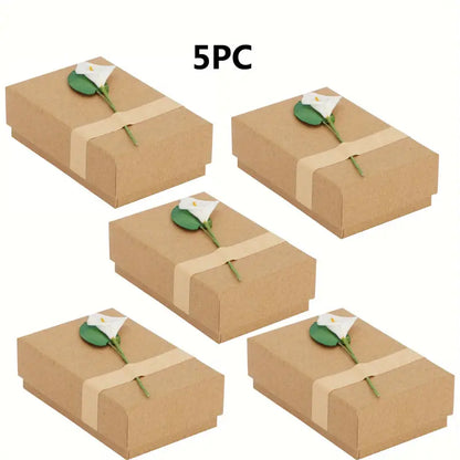 5pcs Lily Flower Kraft Paper Gift Boxes for Jewelry