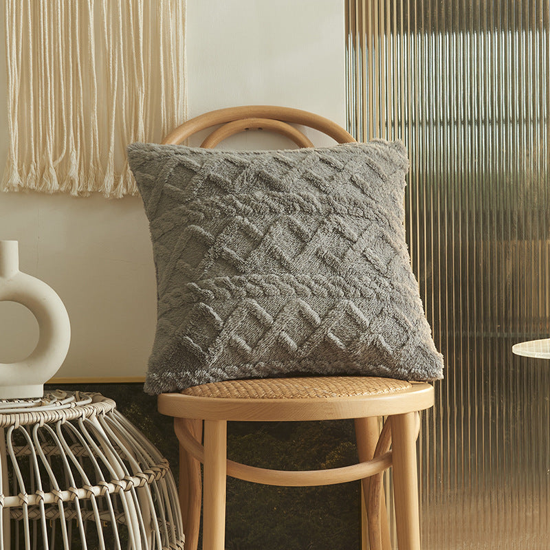 Plush Geometric Throw Pillow Cover - Multiple Sizes Available