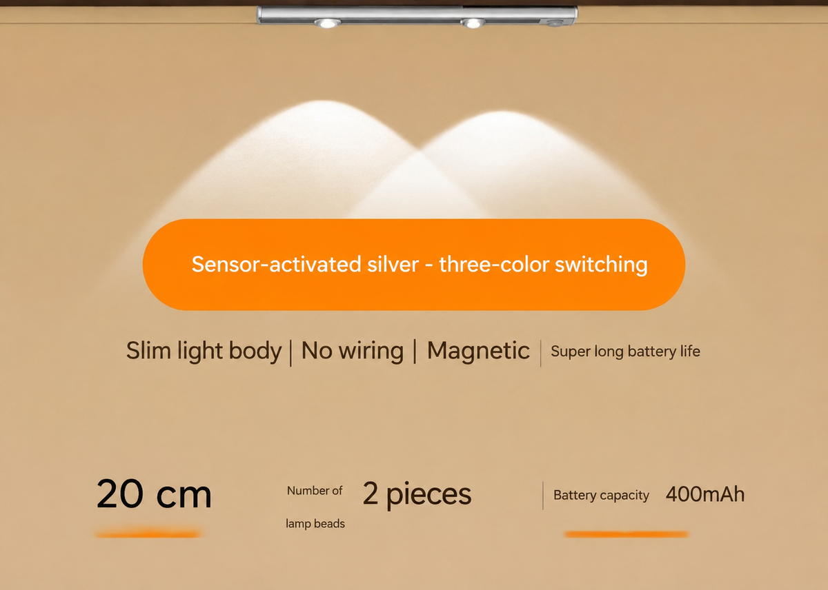 20cm Dimmable Motion Sensor Cabinet Light with 3 Color Mode